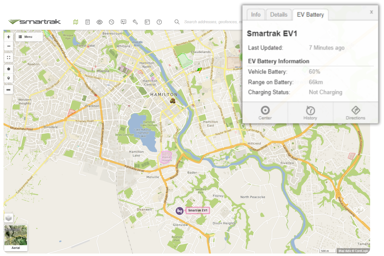 Live electric vehicle data on map